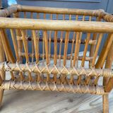 Vintage magazine door in rattan rattan french newspaper rack