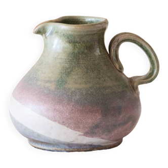 Handcrafted chubby stoneware pitcher