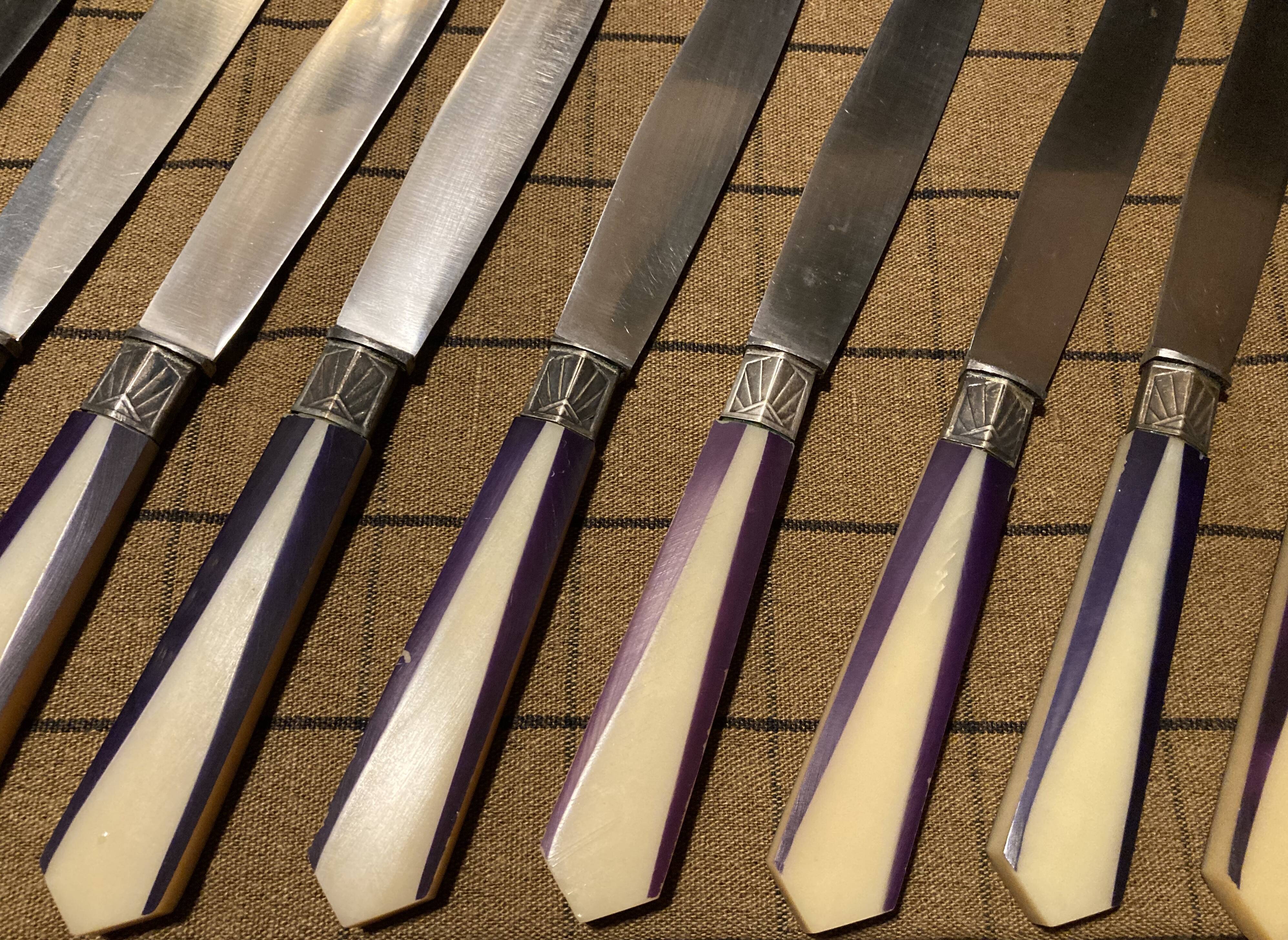 Lot of 10 two-tone art deco knives