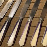Lot of 10 two-tone art deco knives