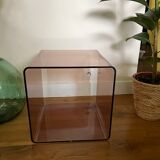 Vintage smoked plexiglass cube by Miche Dumas for Roche Bobois 70s.