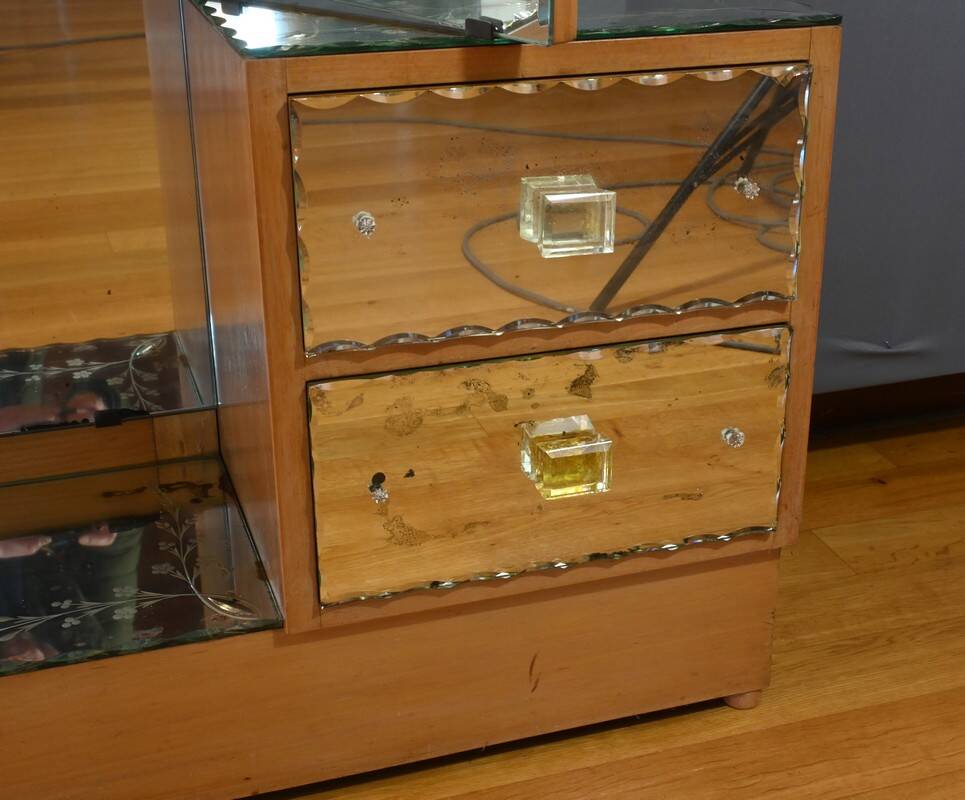Fruitwood glass dressing table – 1950