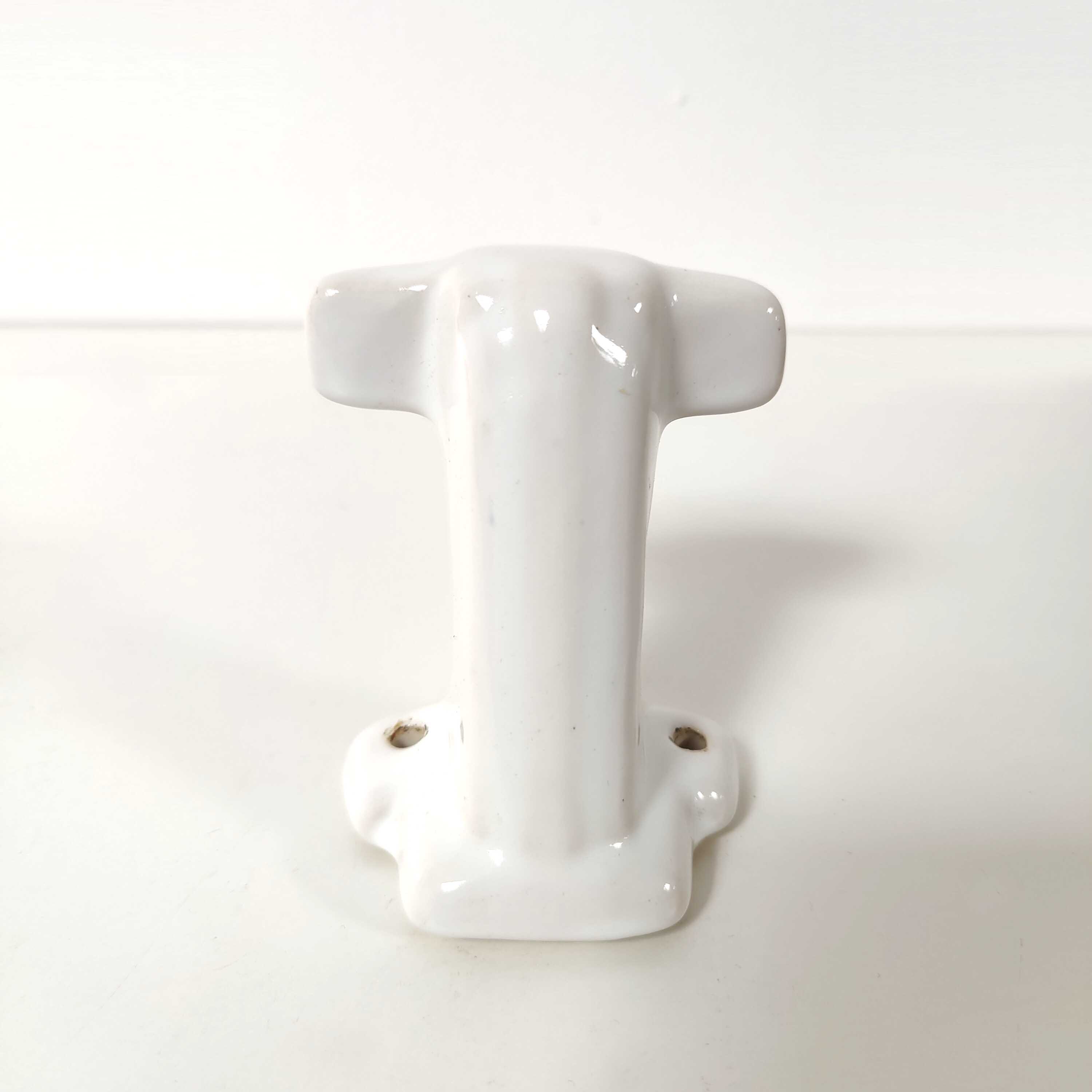 Coat rack hook in white art deco porcelain