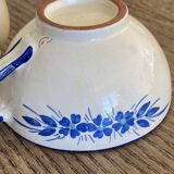 Handcrafted ceramic pitcher and bowl signed – blue decor – vintage tableware