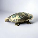 Abalone shell & alpaca silver turtle box, Mexico, 1970s