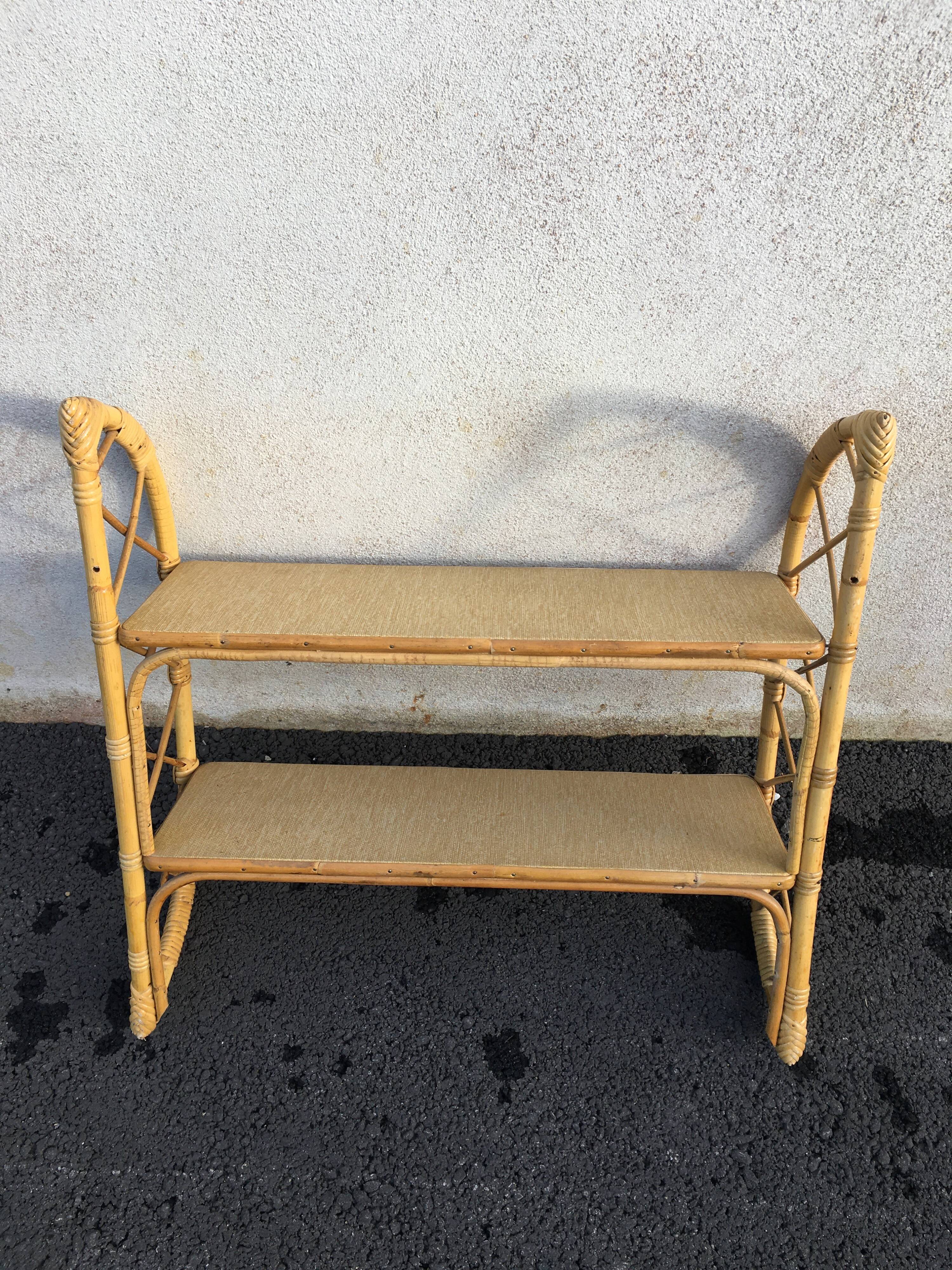 Vintage rattan wall shelf