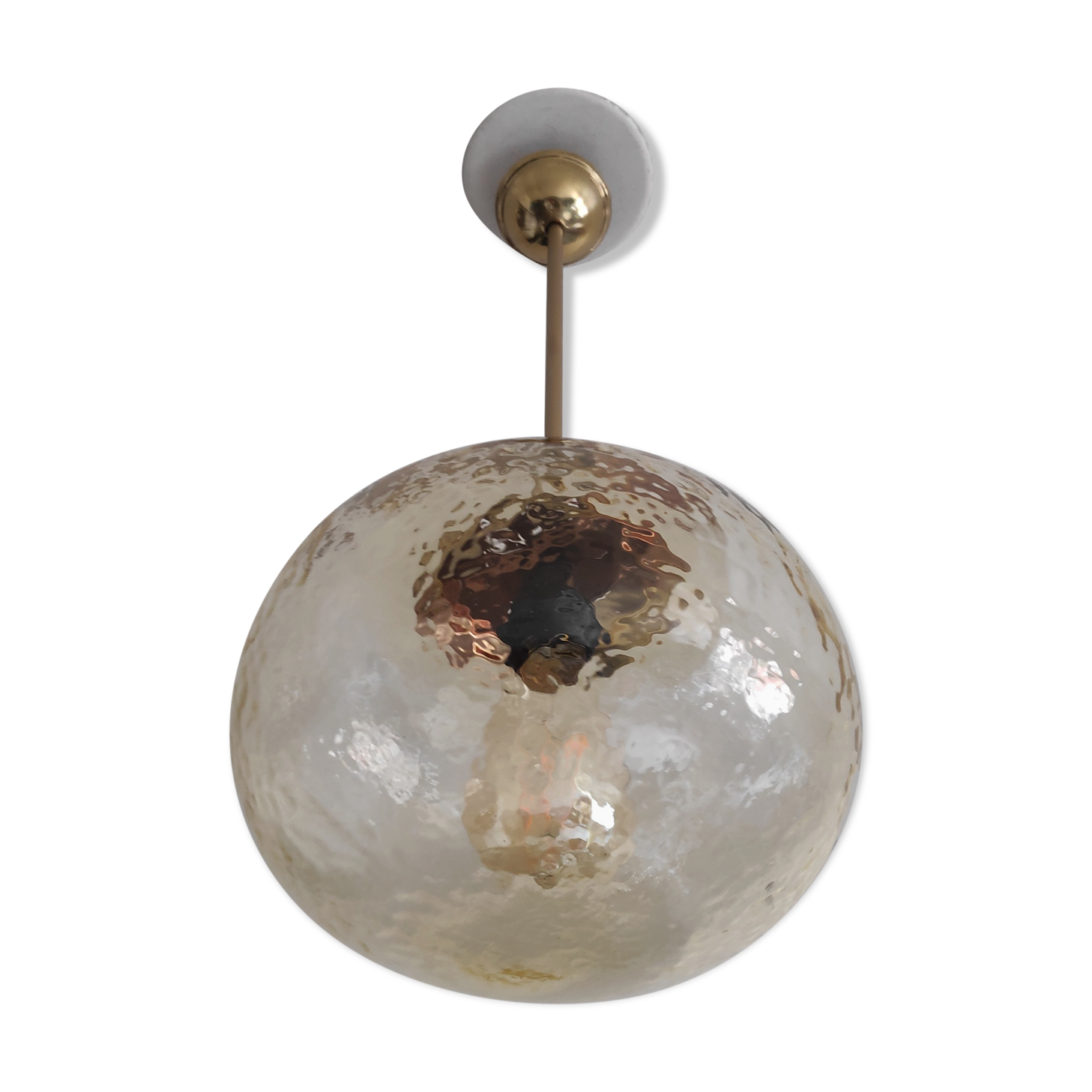 Vintage suspension globe in amber glass