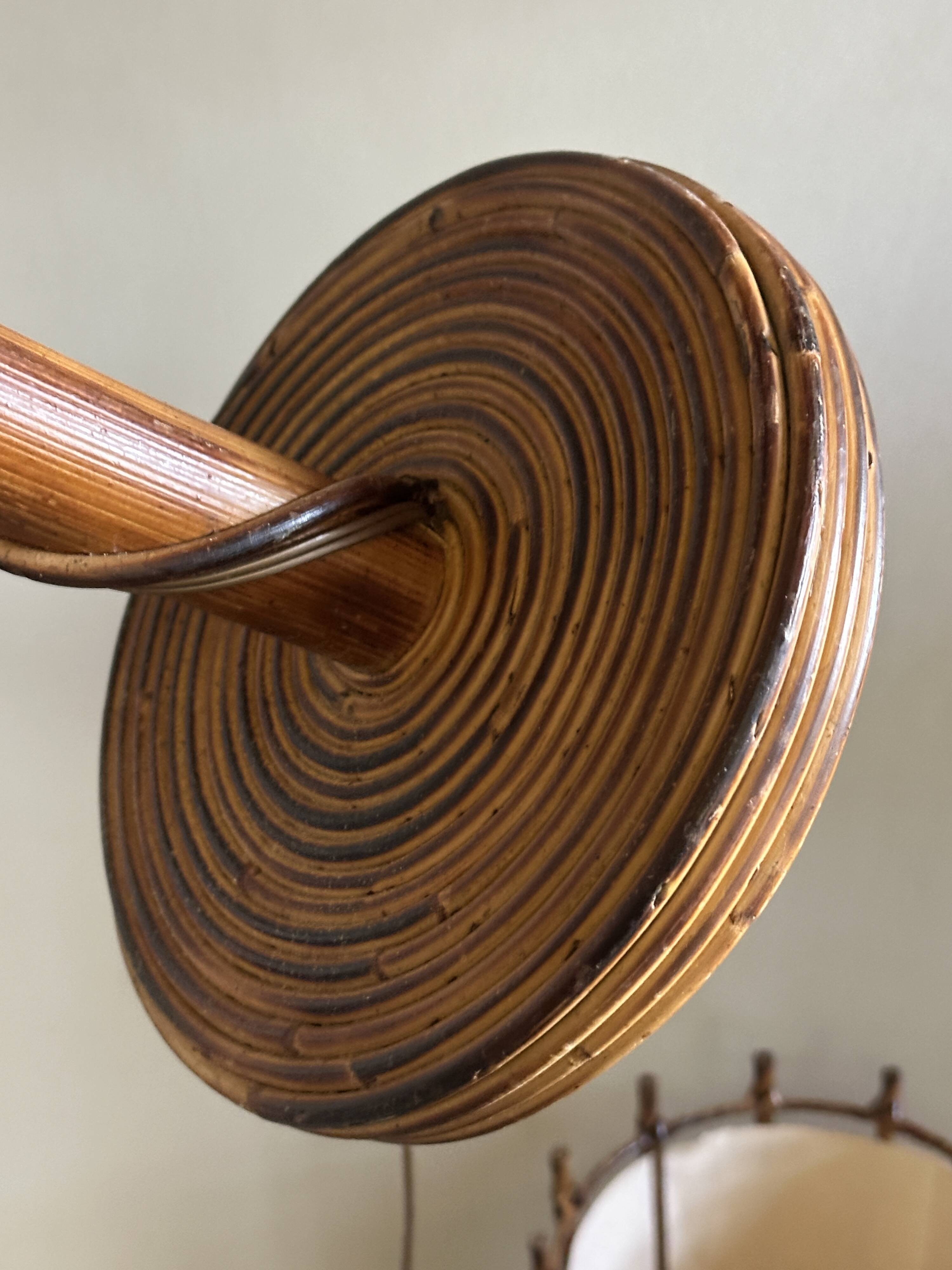 Vintage 1960s rattan floor lamp.