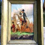 École française du XIXe d’apres horace Vernet.huile sur toile .Napoléon à cheval
