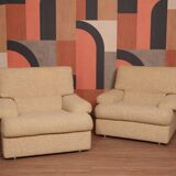 Danish Set of Armchairs Soft Cuschion Comfortable Wool Upholstery