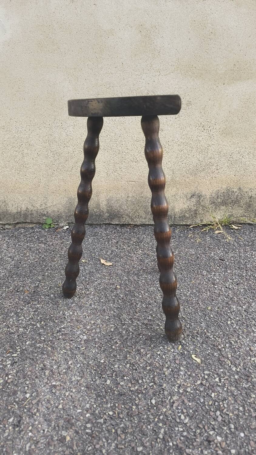Turned wooden tripod stool 1960
