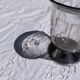 Antique Art Deco engraved glass, silvered rim and base.