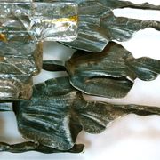 Large brutalist iron & ice Murano glass sconce / wall lamp, 1960s