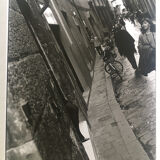 90s print, woman street, architecture