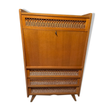 Secrétaire scandinave bois rotin