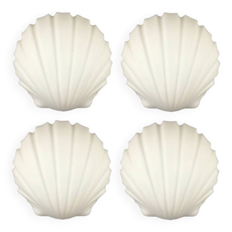 Set of 4 Shell-Shaped Opaline Glass Wall Lamps from Limburg, Germany, 1970s