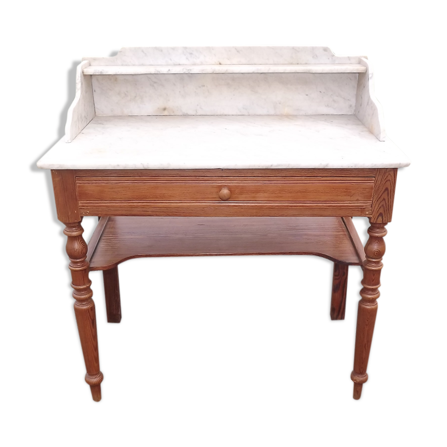 Pitch pine and marble dressing table
