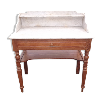 Pitch pine and marble dressing table