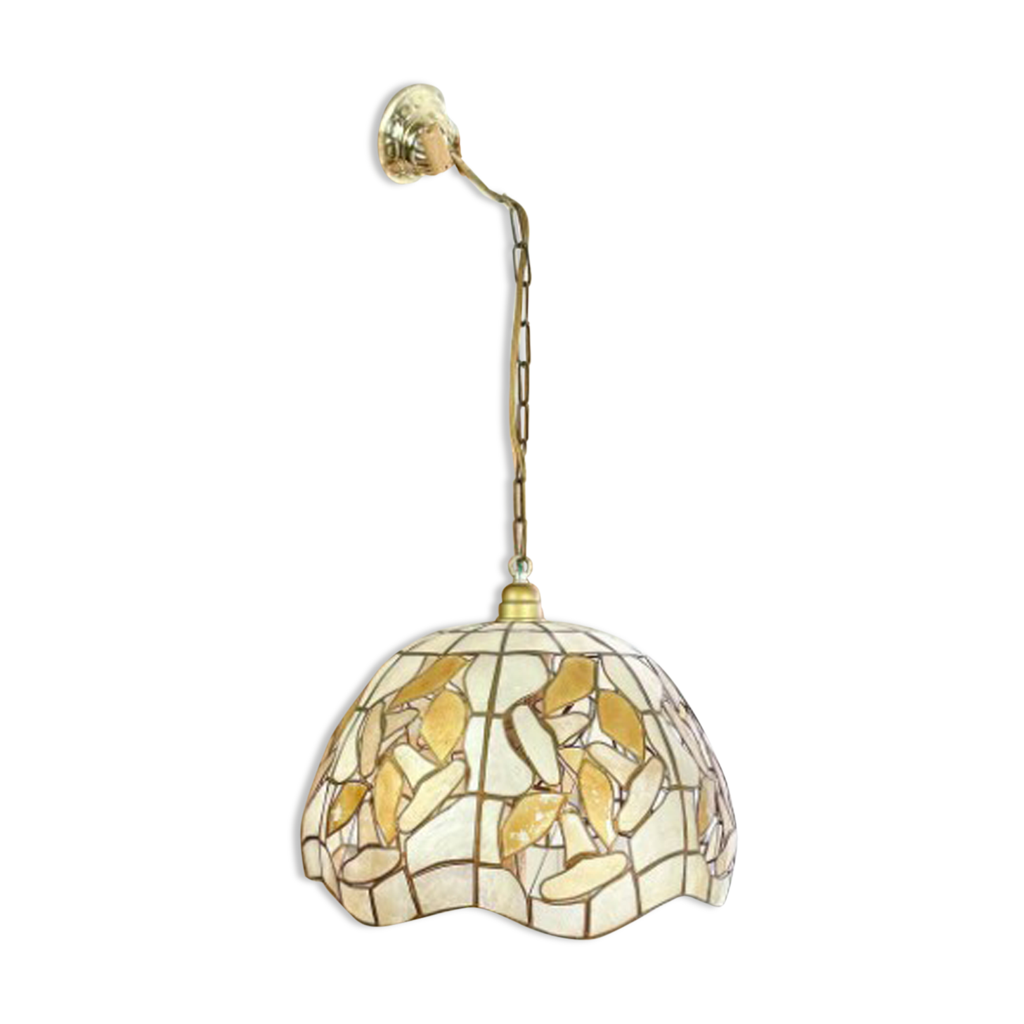 Suspension nacre de Capiz et laiton vintage