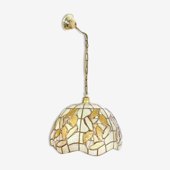 Capiz mother-of-pearl suspension and vintage brass