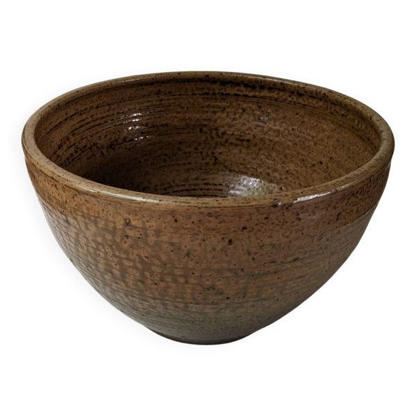 Saladier en grès poterie artisanale de seconde main