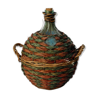 Demijohn dressed in green wicker and ochre, 10 liters