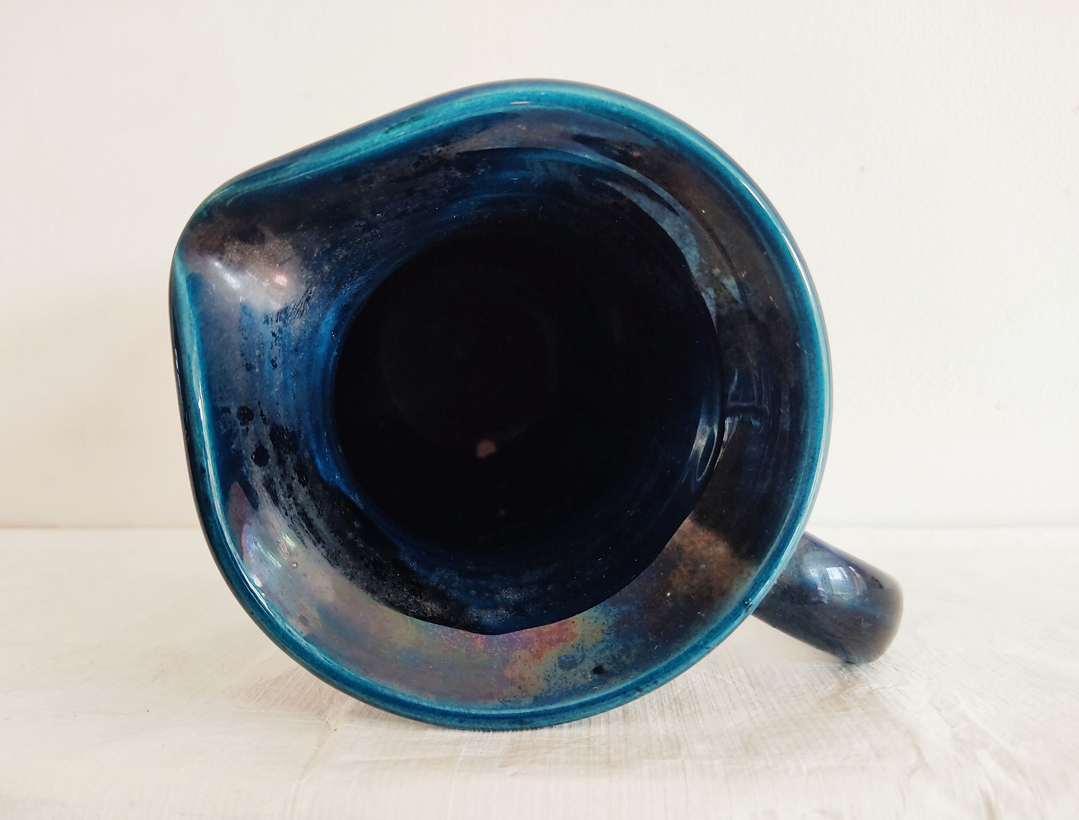 Blue ceramic vintage pitcher