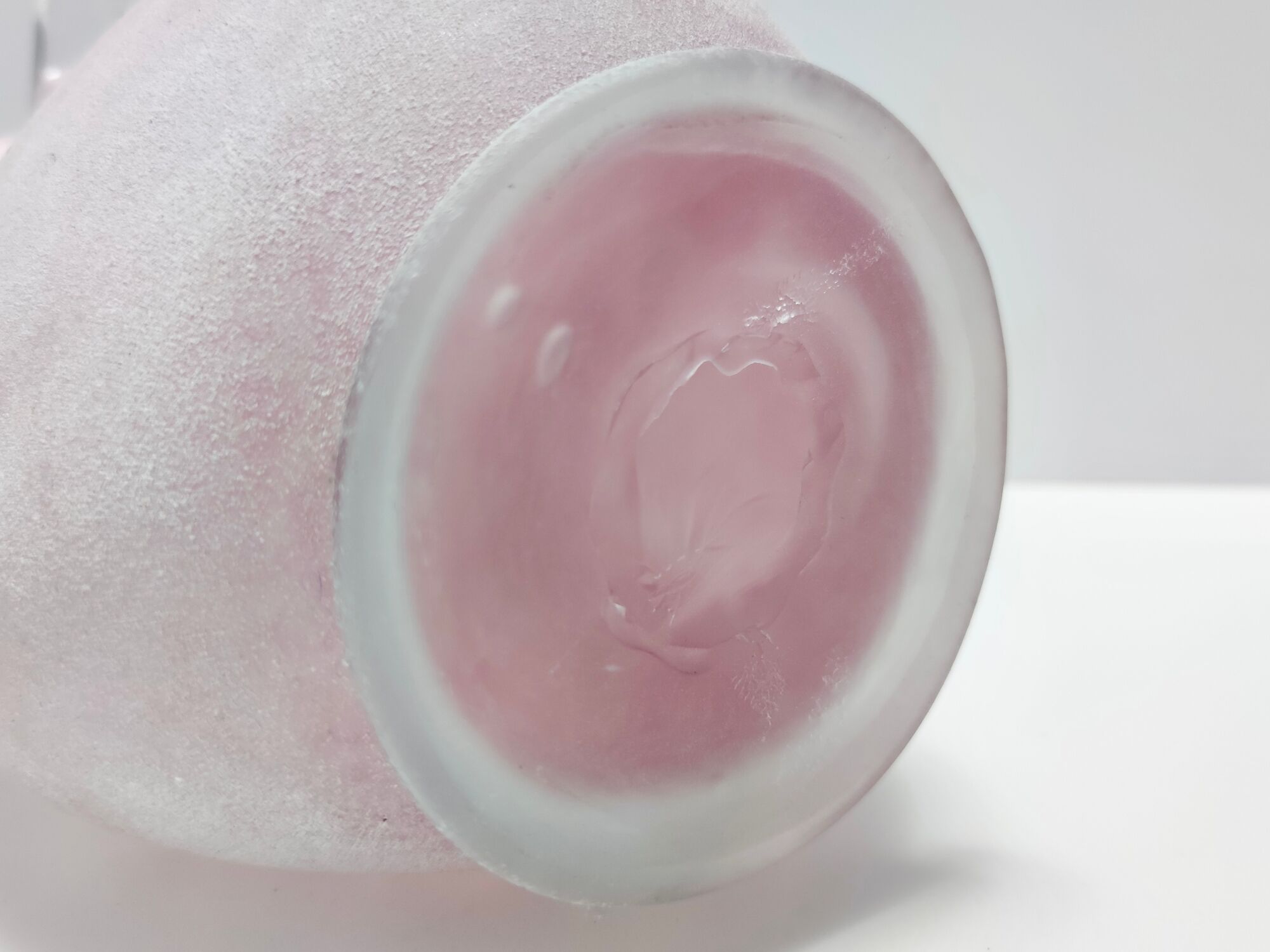 Postmodern pink scavo glass vase