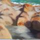 Painting / oil on cardboard Pleneuf in vintage Brittany