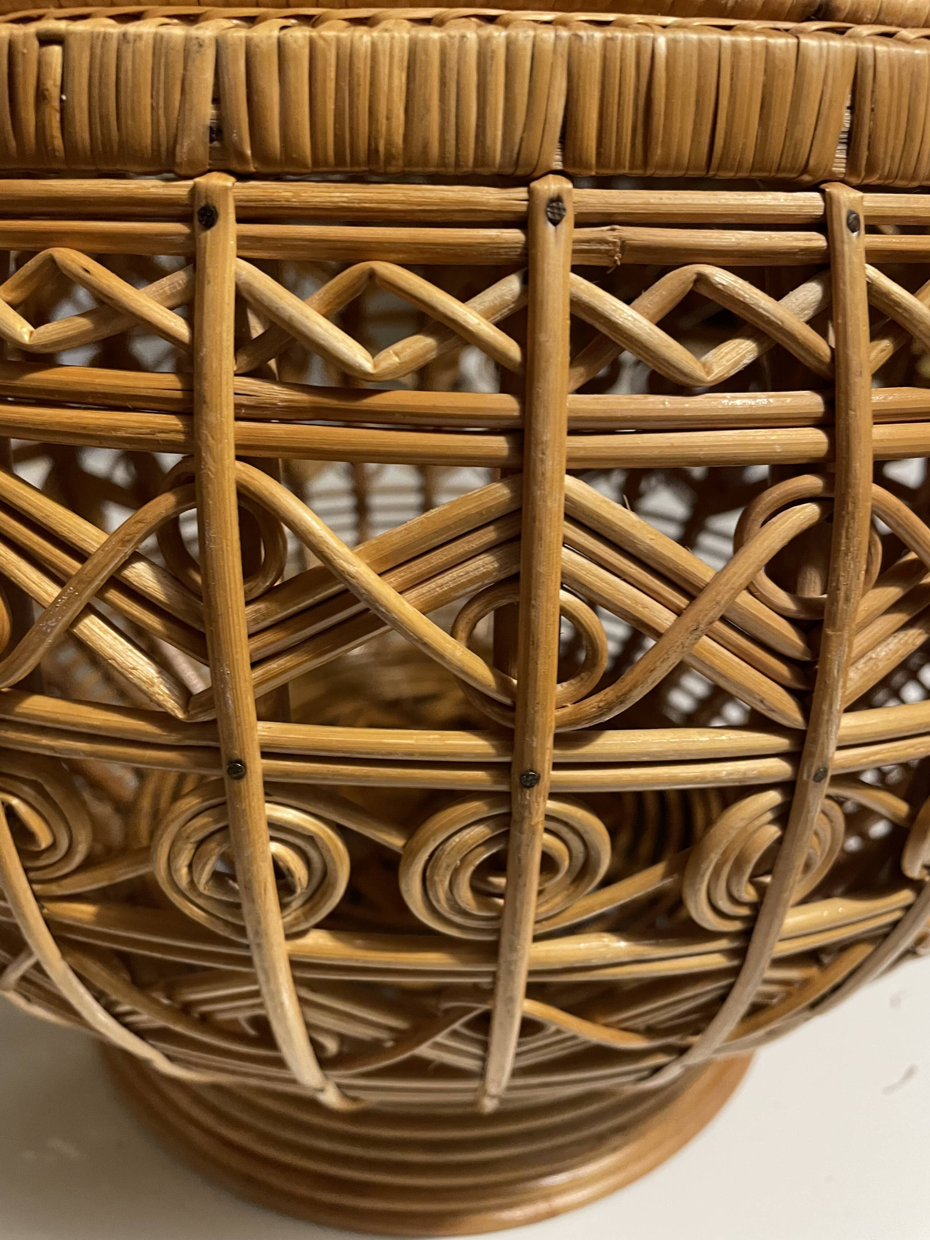 Large vintage woven rattan basket