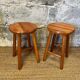 2 tabourets en pin vintage années 80