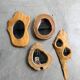 Set de 4 miroirs organiques brutalistes en bois années 50