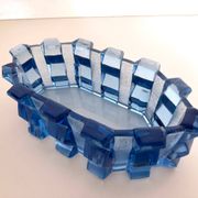 Art Deco Blue Glass Bowl / Centerpiece by Rudolf Schrötter -Inwald, Poland