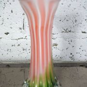 Vase soliflore en verre soufflé Murano forme fleur Calla vert et rouge