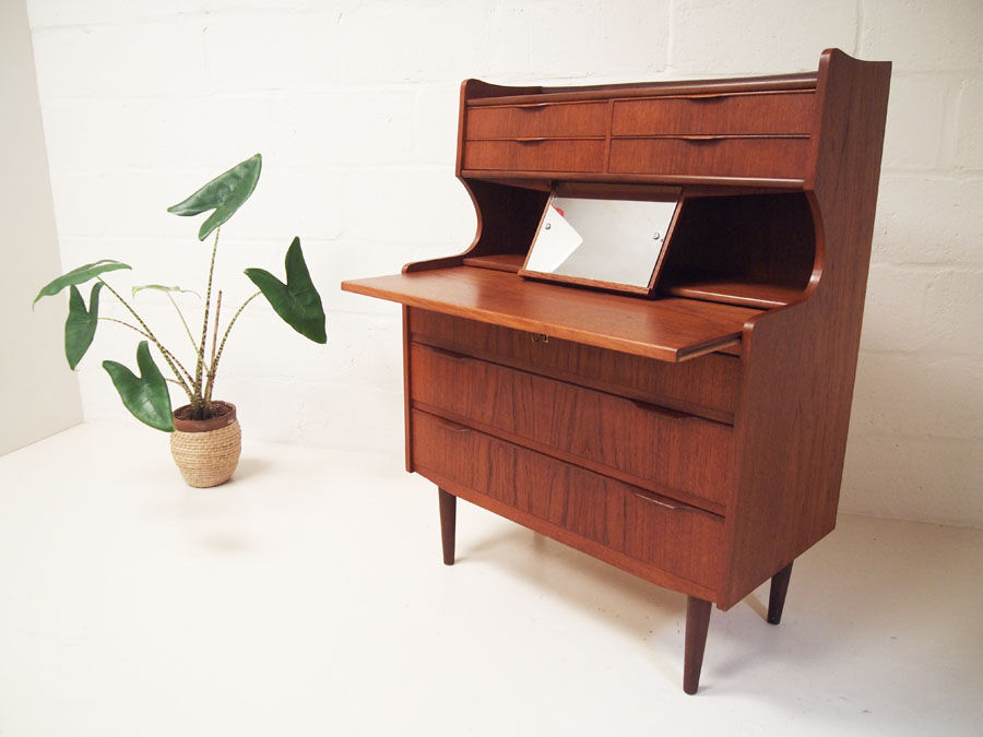 vintage danish teak chest of drawers bureau