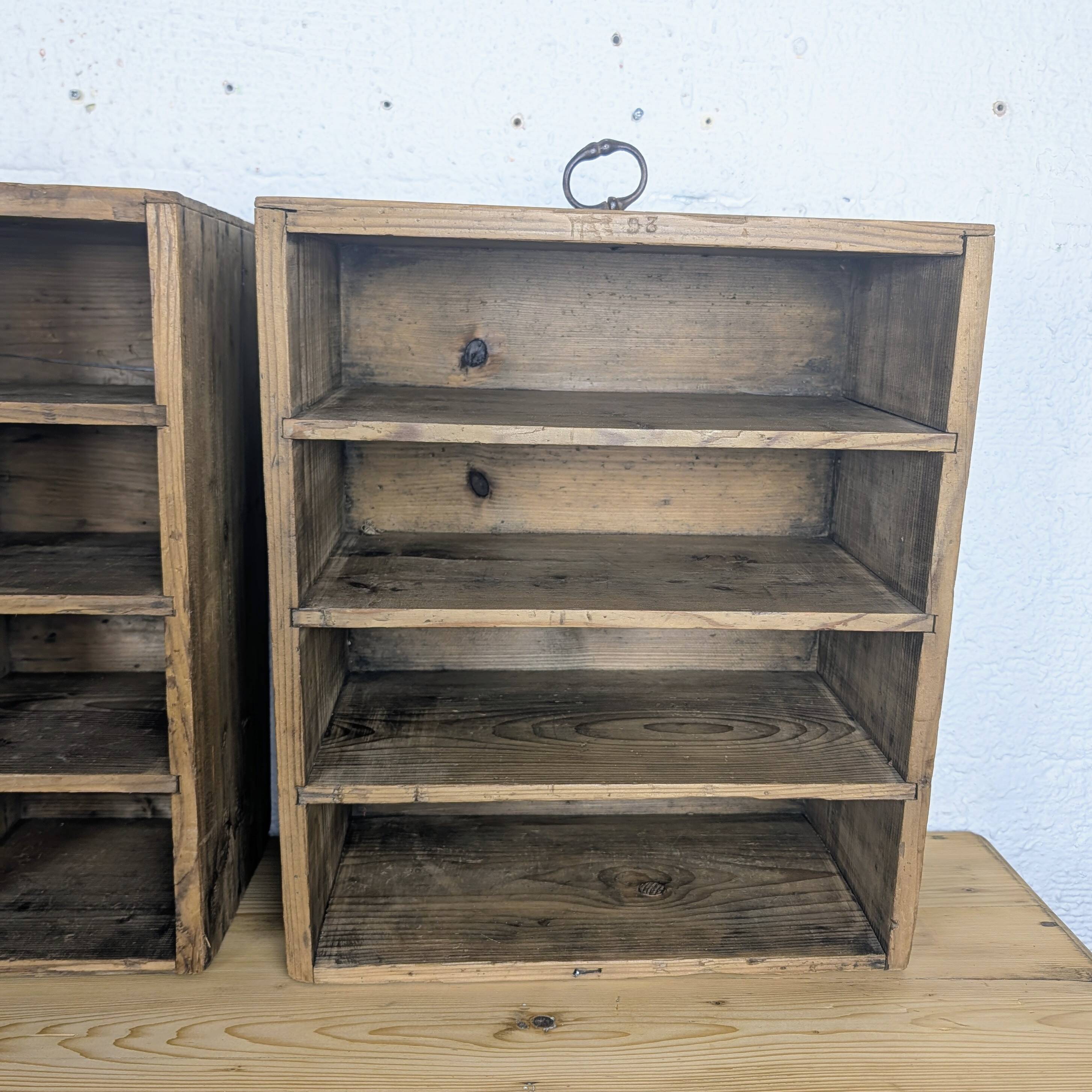 Vintage wooden lockers with compartments