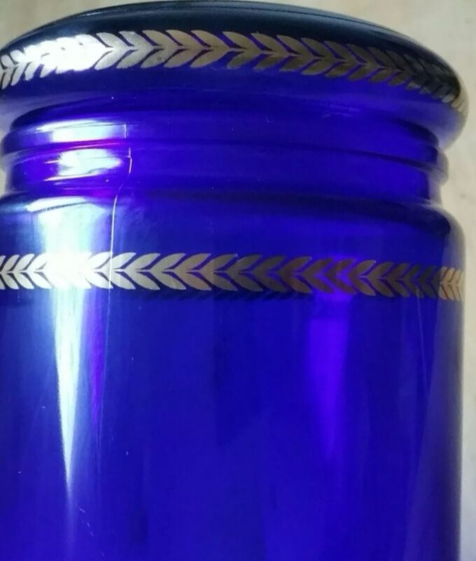 Bocal vintage bleu et or lever