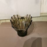 Art Deco vase in polished and frosted smoked glass