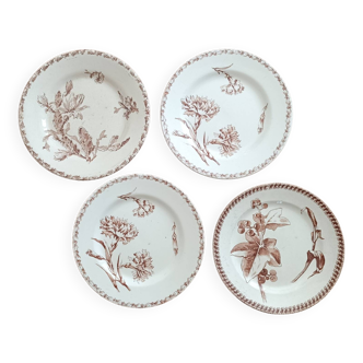 4 assiettes dépareillées terre de fer