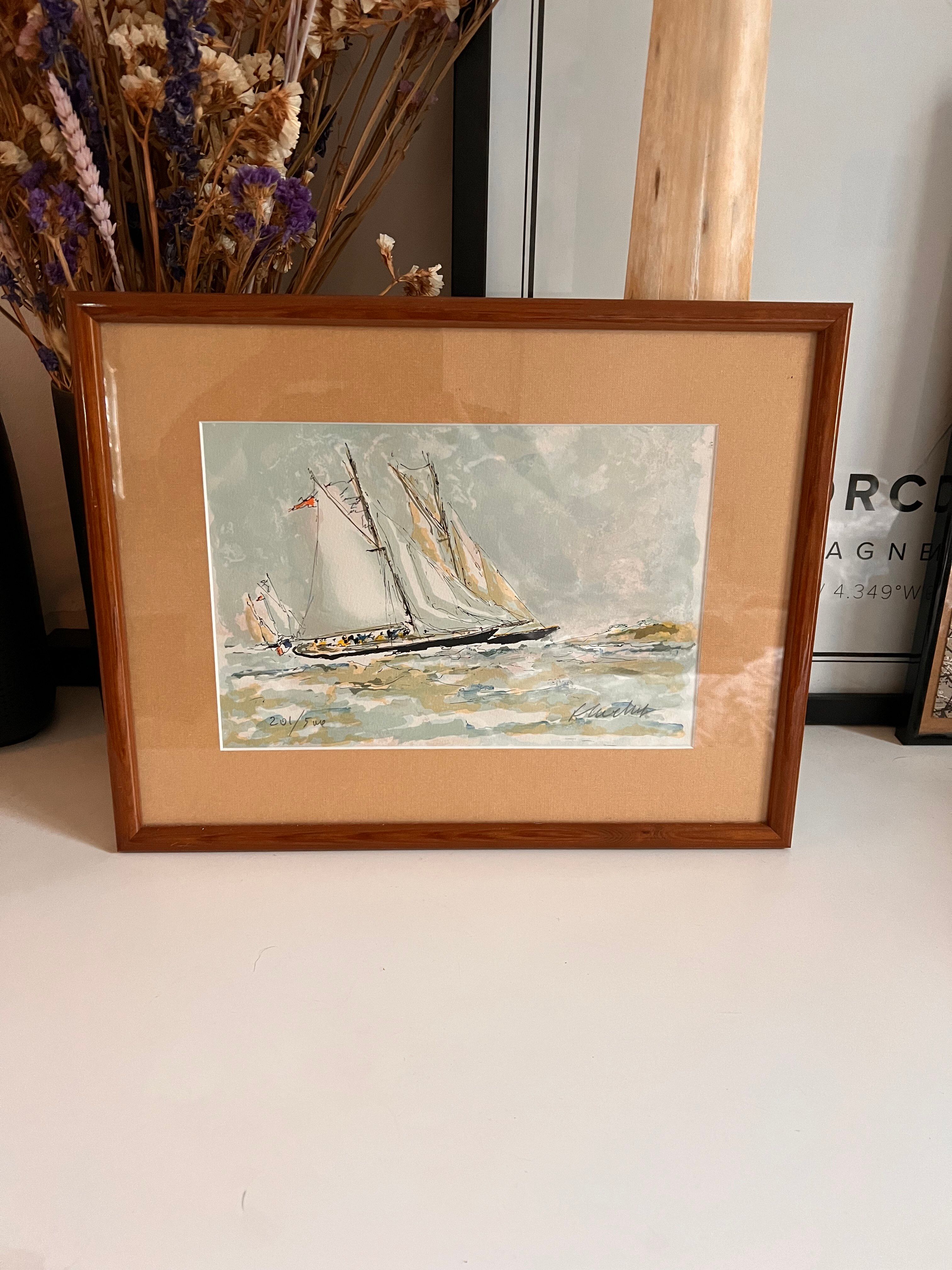 Painting boat in the maritime storm