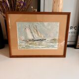 Tableau bateau dans la tempete maritime