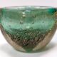 Green Gold Flecked Sommerso Glass Bonbonnière / Trinket Bowl by Venini, Ita