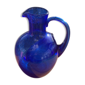 Blue blown glass ice decanter from vintage biot glassware