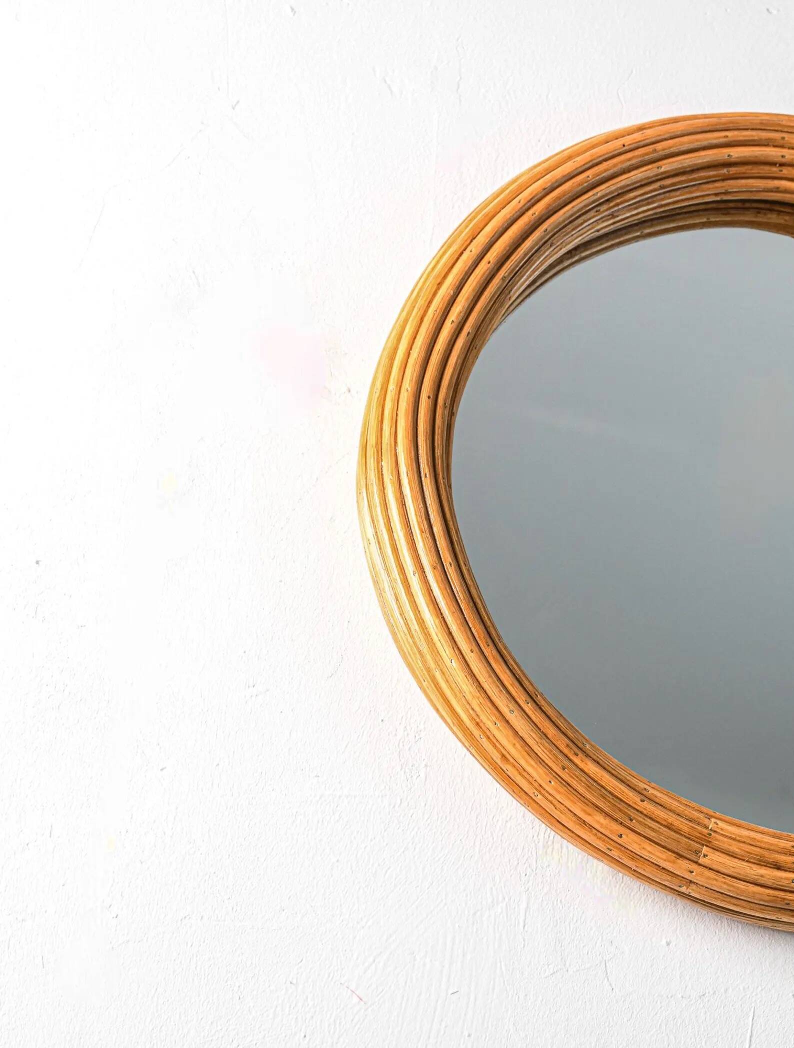 Round Rattan Wall Mirror