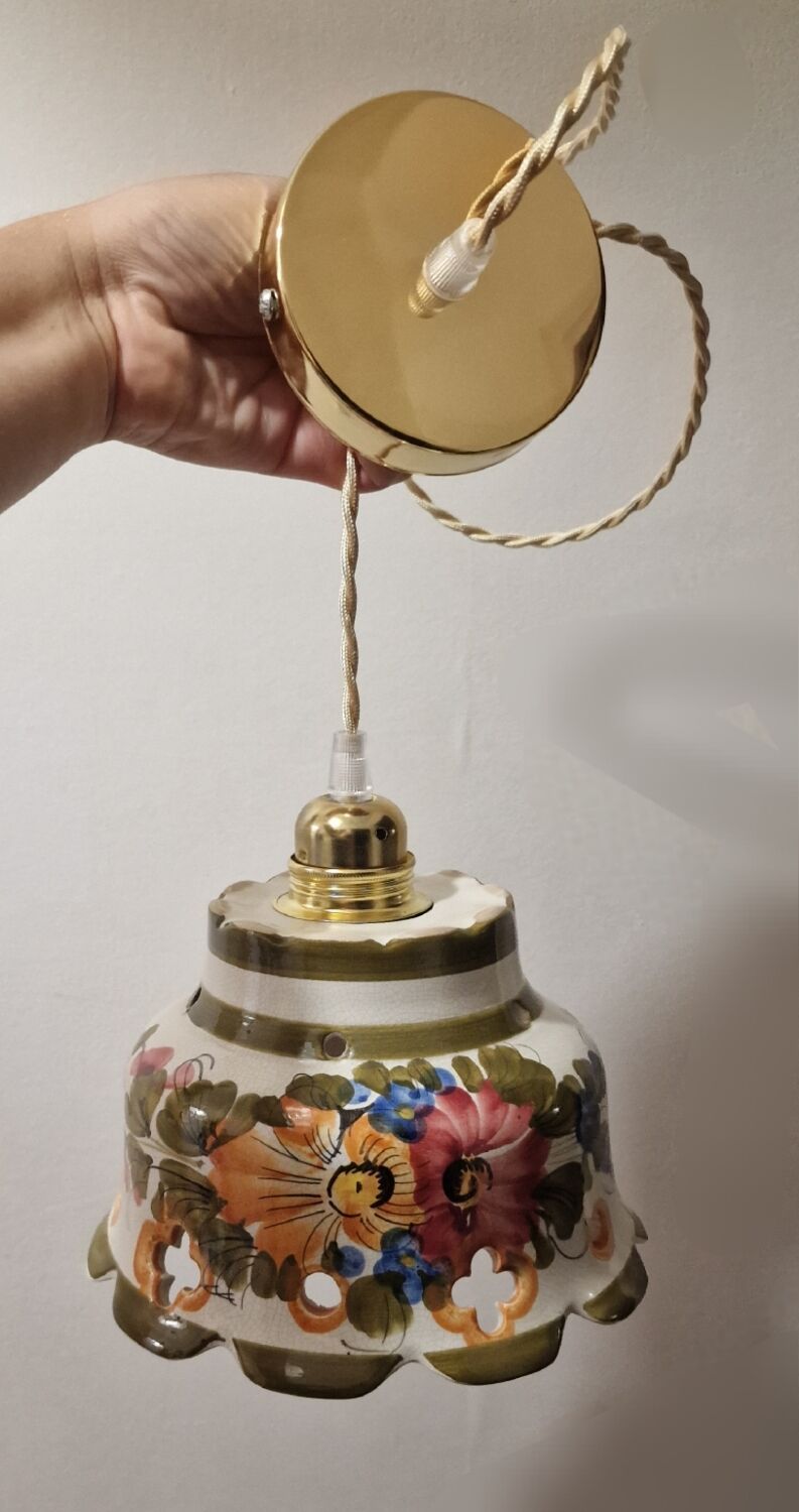 Rustic hand-painted pendant light