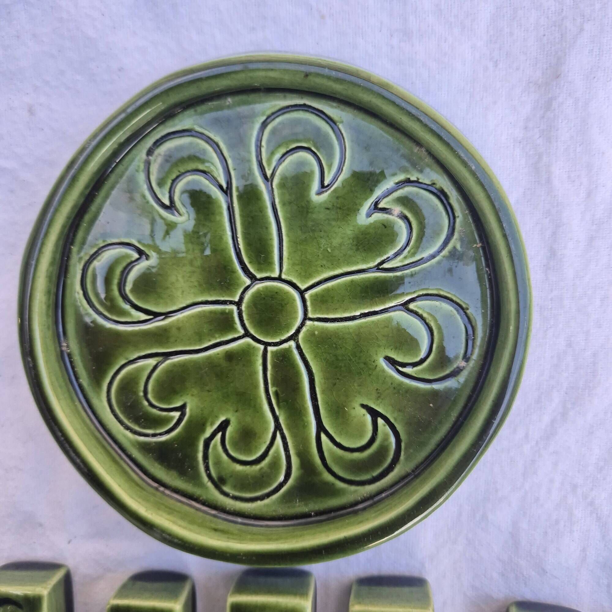 Vintage green glazed ceramic table set – Signature JG or