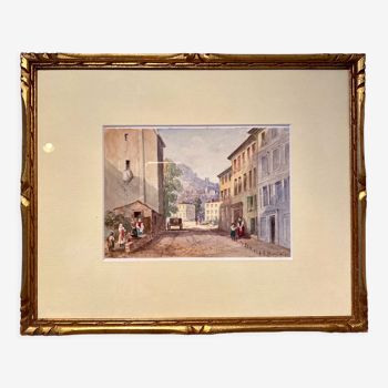 Tableau ancien, paysage de Provence, Hyères, signé, début XX siècle