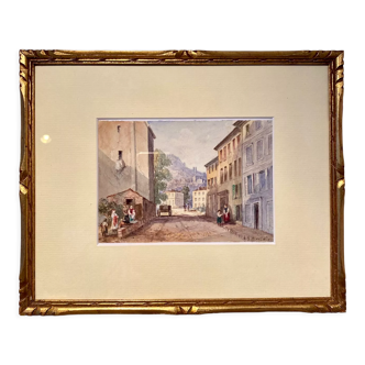 Old painting, landscape of Provence, Hyères, signed, early XX century