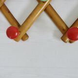Wall-mounted coat rack, accordion, with 8 hooks, 50s-60s
