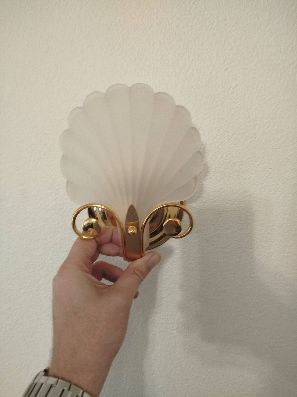 Paire d'appliques murales coquillage Hollywood Regency Italie